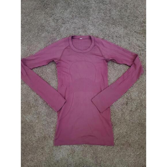 Lululemon Dark Pink Swiftly Tech Long Sleeve Workout Top Size 2 READ - Picture 1 of 5